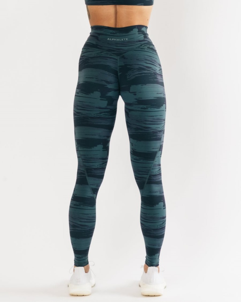 Alphalete Surface Power Legging Leggings Dame Blå Camouflage | KCWSRF-140