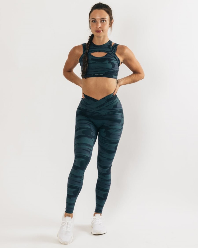 Alphalete Surface Power Legging Leggings Dame Blå Camouflage | KCWSRF-140