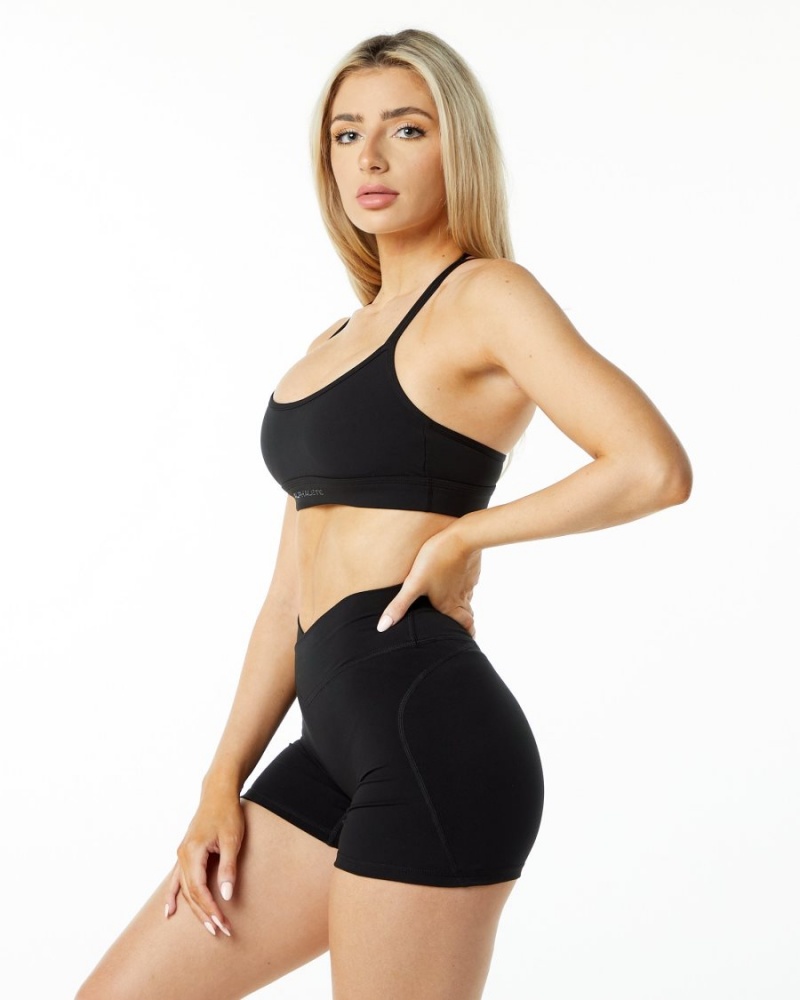 Alphalete Surface Tri Bra Sports BH Dame Svarte | VAHCDP-207