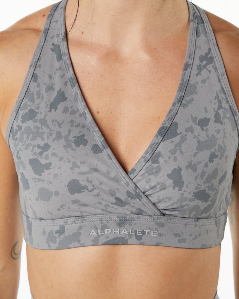 Alphalete Surface Wrap Bra Sports BH Dame Grå | NMKUAZ-243