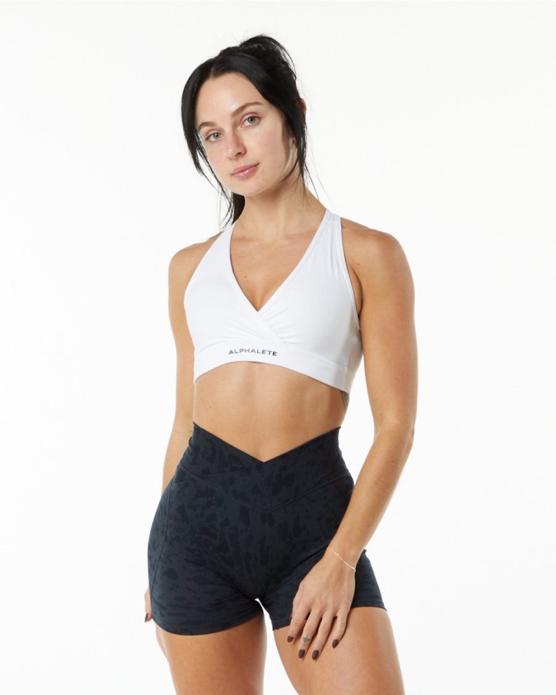 Alphalete Surface Wrap Bra Sports BH Dame Hvite | TJUXBY-791