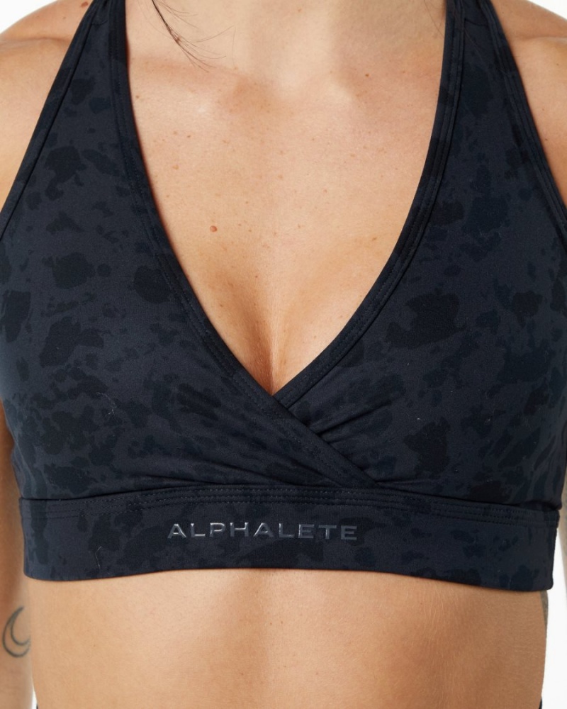 Alphalete Surface Wrap Bra Sports BH Dame Svarte | CYXUFA-729