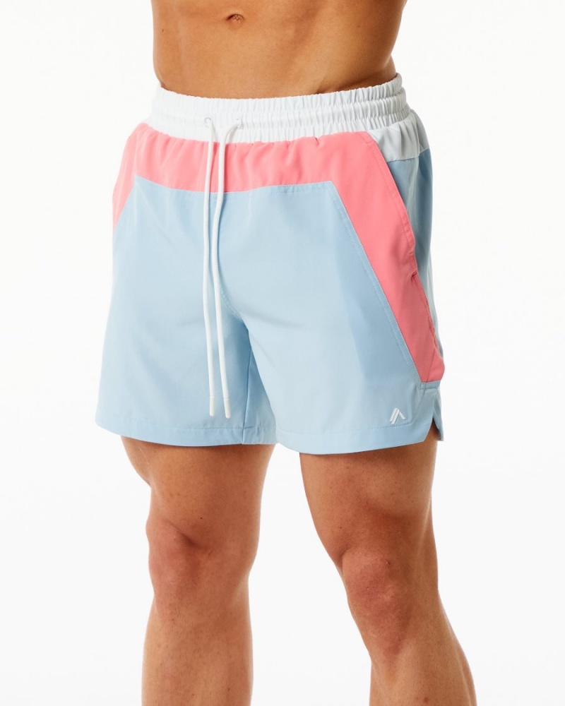 Alphalete Swim Trunk 5.5" Boardshorts Herre Korall Lyse Blå | HKMFTJ-397