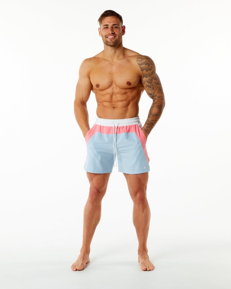 Alphalete Swim Trunk 5.5" Boardshorts Herre Korall Lyse Blå | HKMFTJ-397