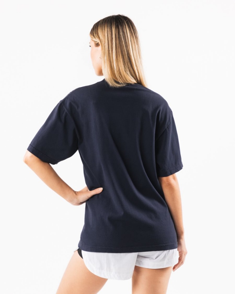 Alphalete Texas Tee Skjorte Dame Marineblå | DXFWLU-583