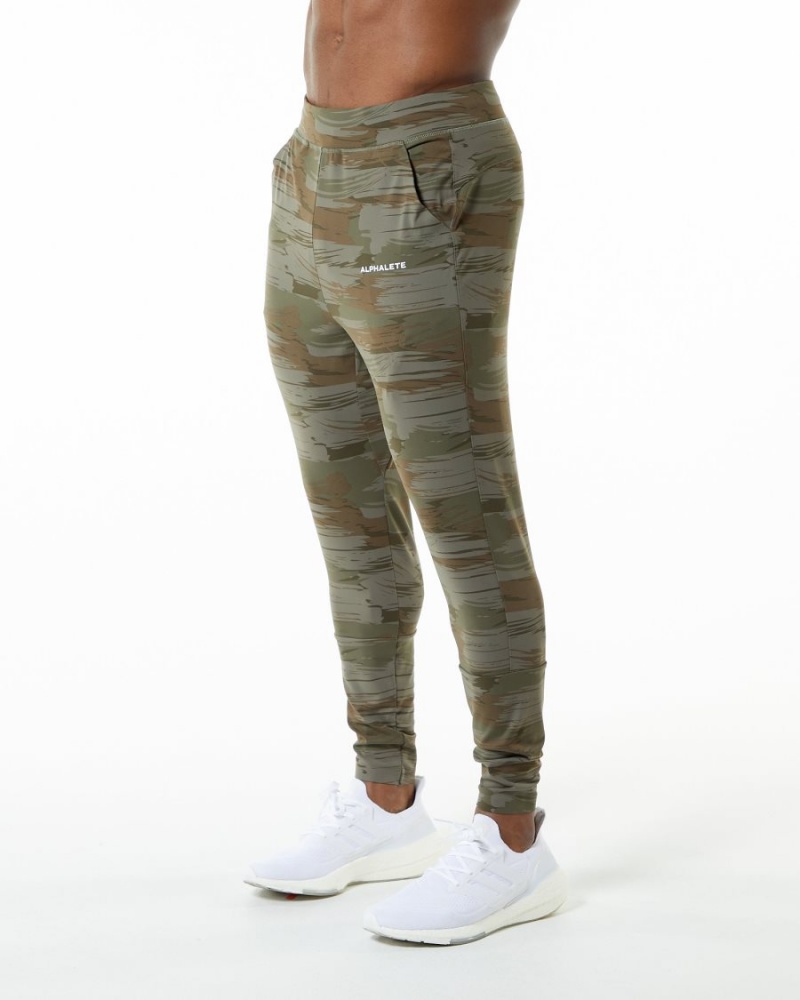 Alphalete Trace Jogger Joggebukser Herre Olivengrønne Camouflage | XKSFIM-570