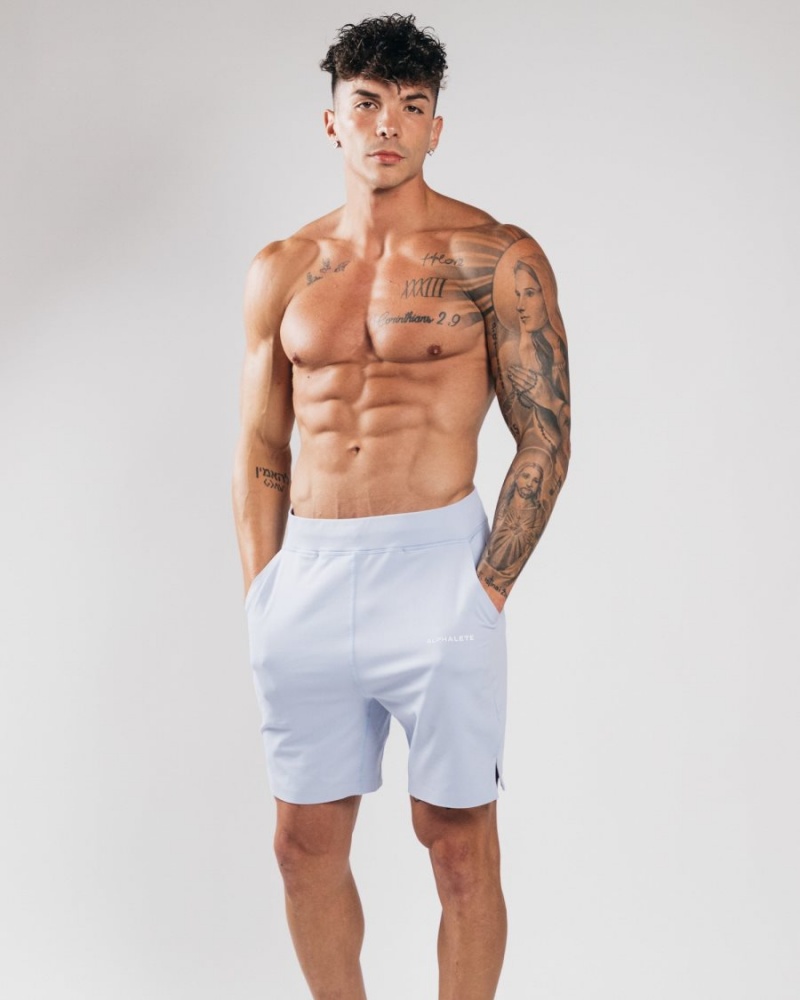 Alphalete Trace Kort 8" Shorts Herre Blå | UQYIEO-510