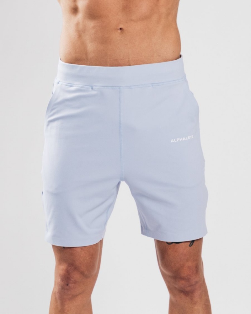 Alphalete Trace Kort 8" Shorts Herre Blå | UQYIEO-510