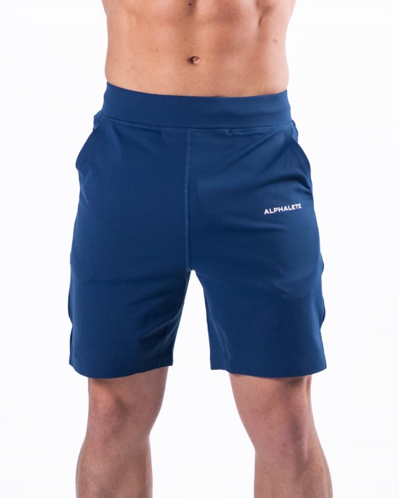 Alphalete Trace Kort 8" Shorts Herre Blå | PZXBUH-348