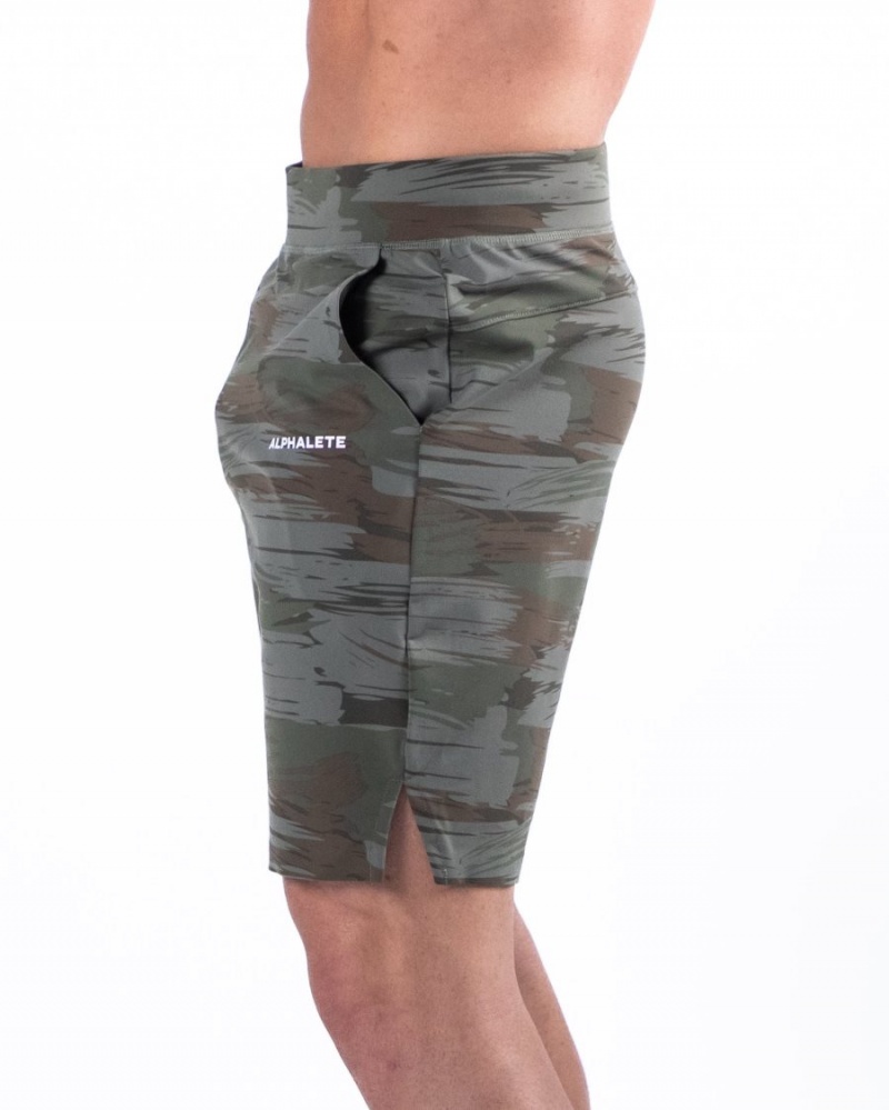 Alphalete Trace Kort 8" Shorts Herre Olivengrønne Camouflage | HTUXBS-713