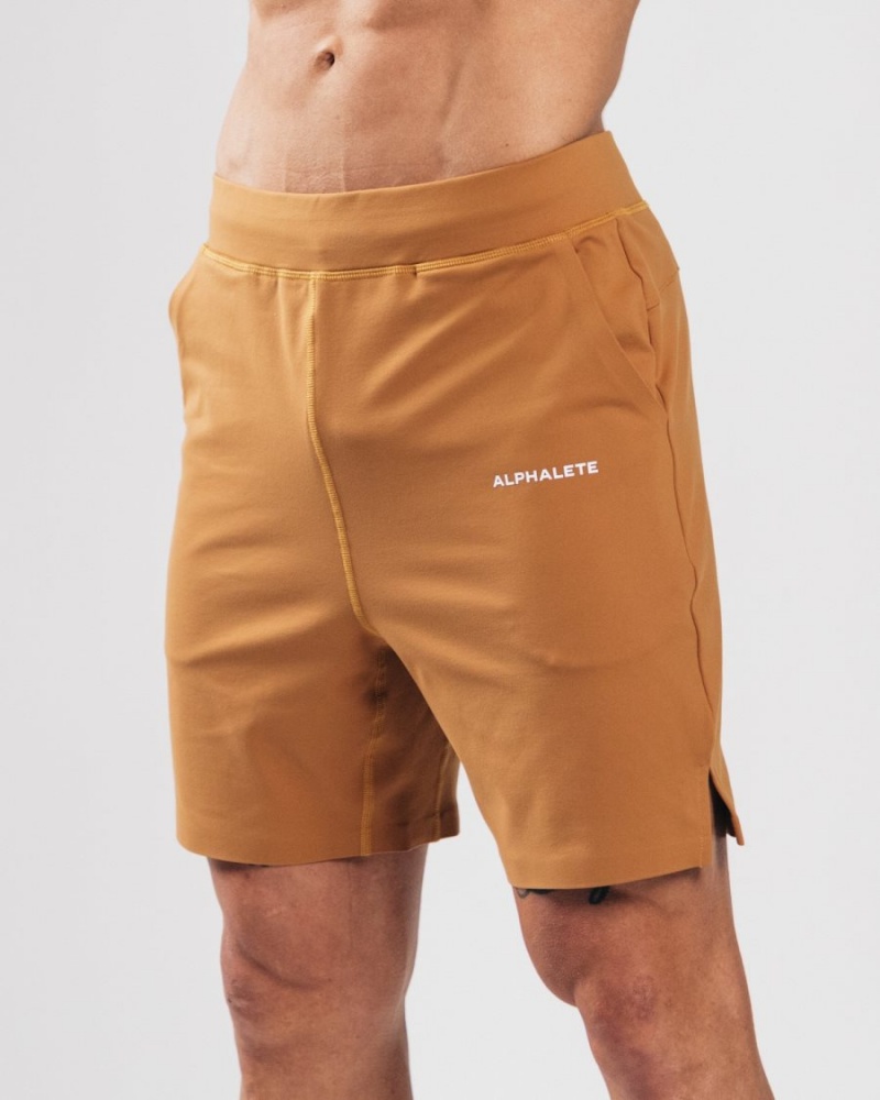 Alphalete Trace Kort 8" Shorts Herre Camel | XMOKJP-039