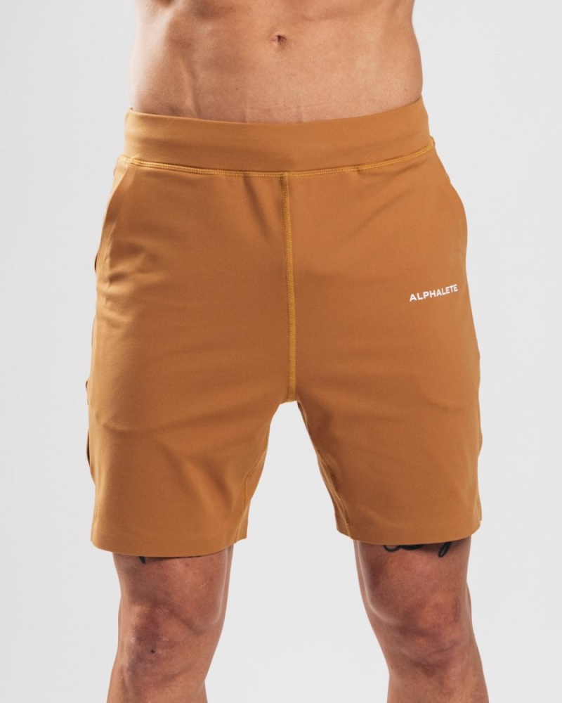 Alphalete Trace Kort 8" Shorts Herre Camel | XMOKJP-039