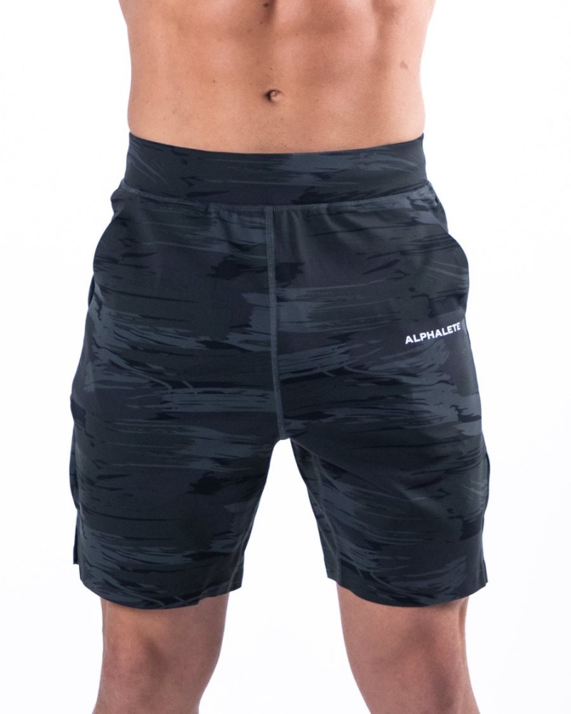 Alphalete Trace Kort 8" Shorts Herre Svarte Camouflage | OWYNCX-486