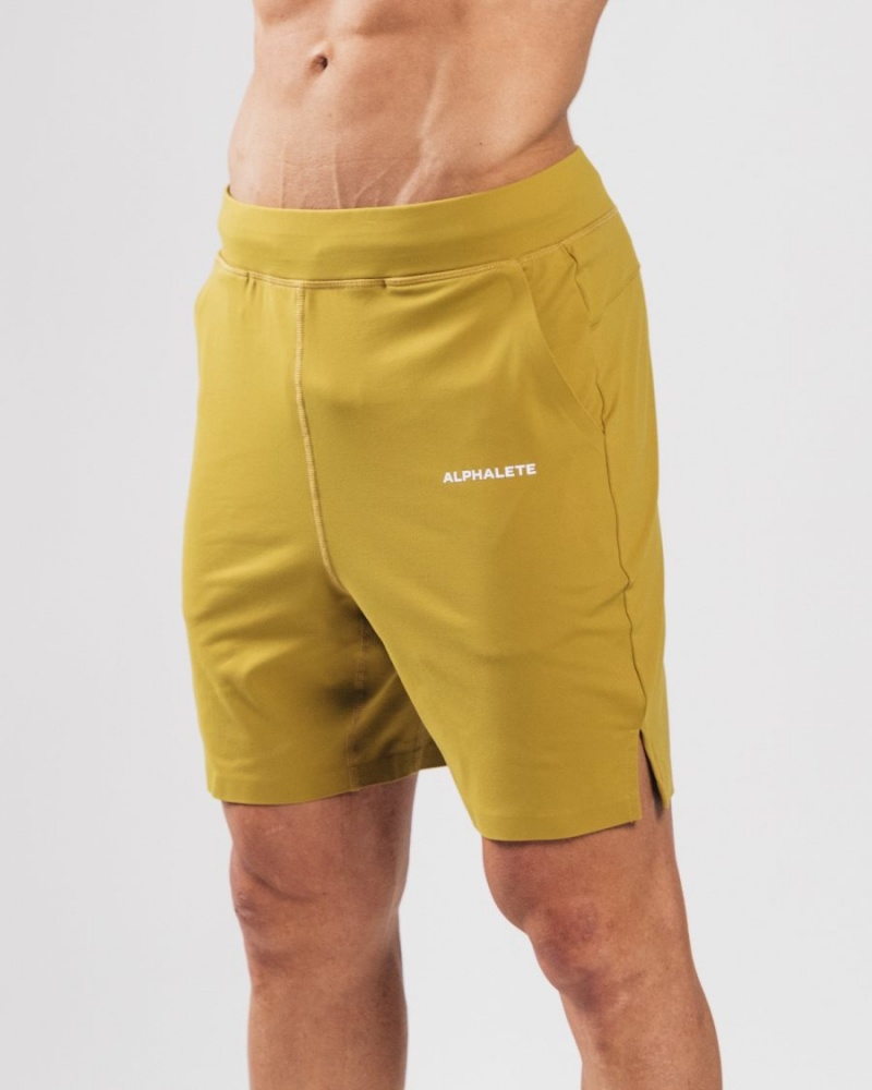 Alphalete Trace Kort 8" Shorts Herre Sennepsgul | ZROFTW-701