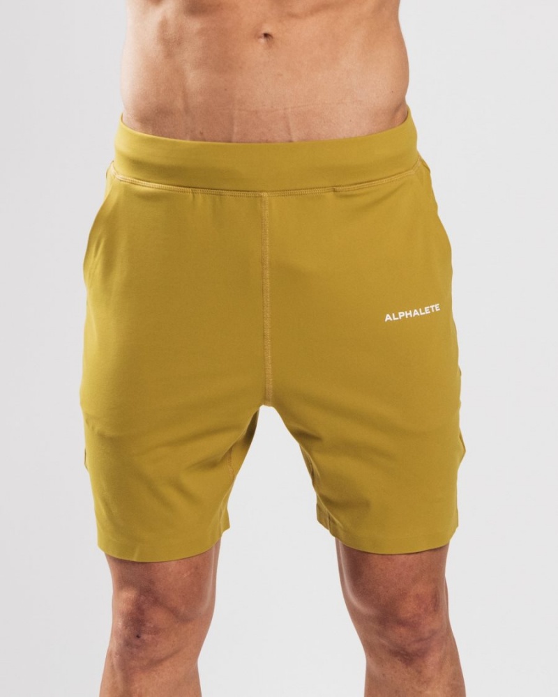 Alphalete Trace Kort 8" Shorts Herre Sennepsgul | ZROFTW-701