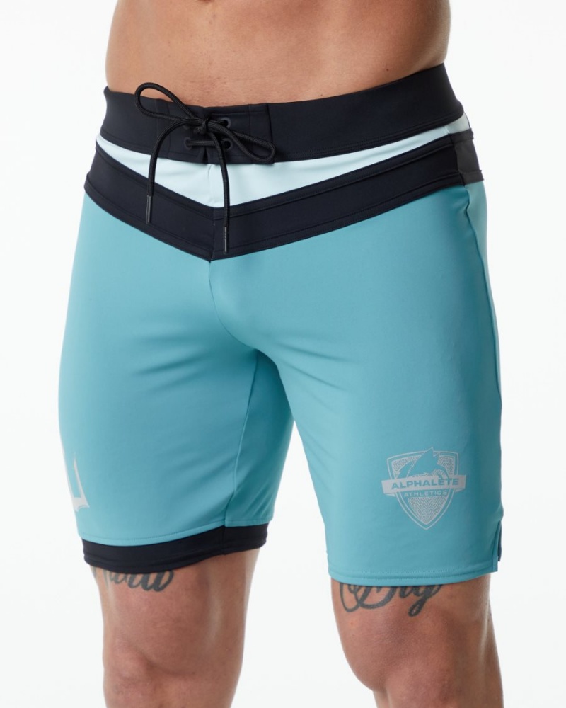 Alphalete Trident Konkurranse Kort Boardshorts Herre Teal | EKWIOM-178