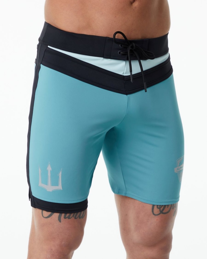 Alphalete Trident Konkurranse Kort Boardshorts Herre Teal | EKWIOM-178