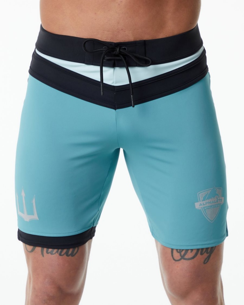 Alphalete Trident Konkurranse Kort Boardshorts Herre Teal | EKWIOM-178