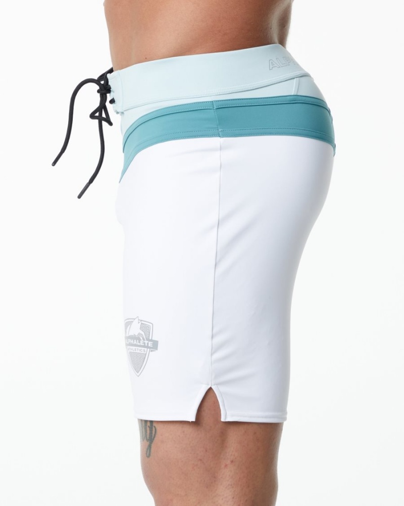 Alphalete Trident Konkurranse Kort Boardshorts Herre Hvite | WXUTPG-964