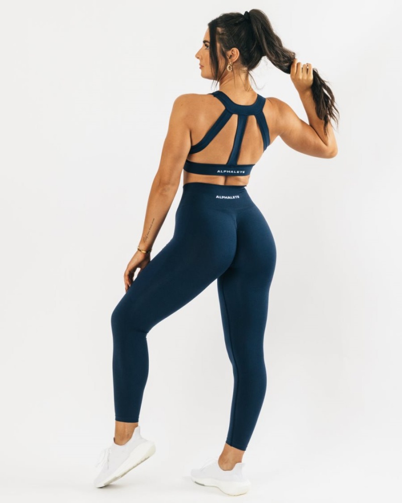 Alphalete Trinity Bra Sports BH Dame Blå | BFEOGH-074