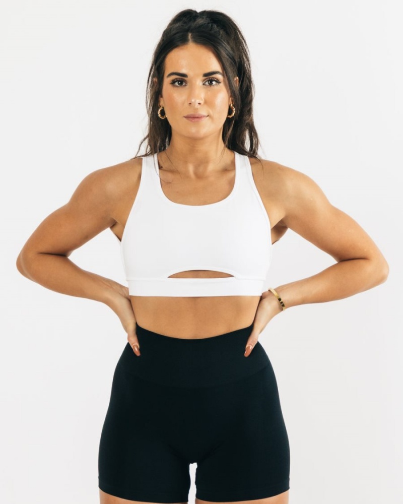 Alphalete Trinity Bra Sports BH Dame Hvite | WCODMV-870