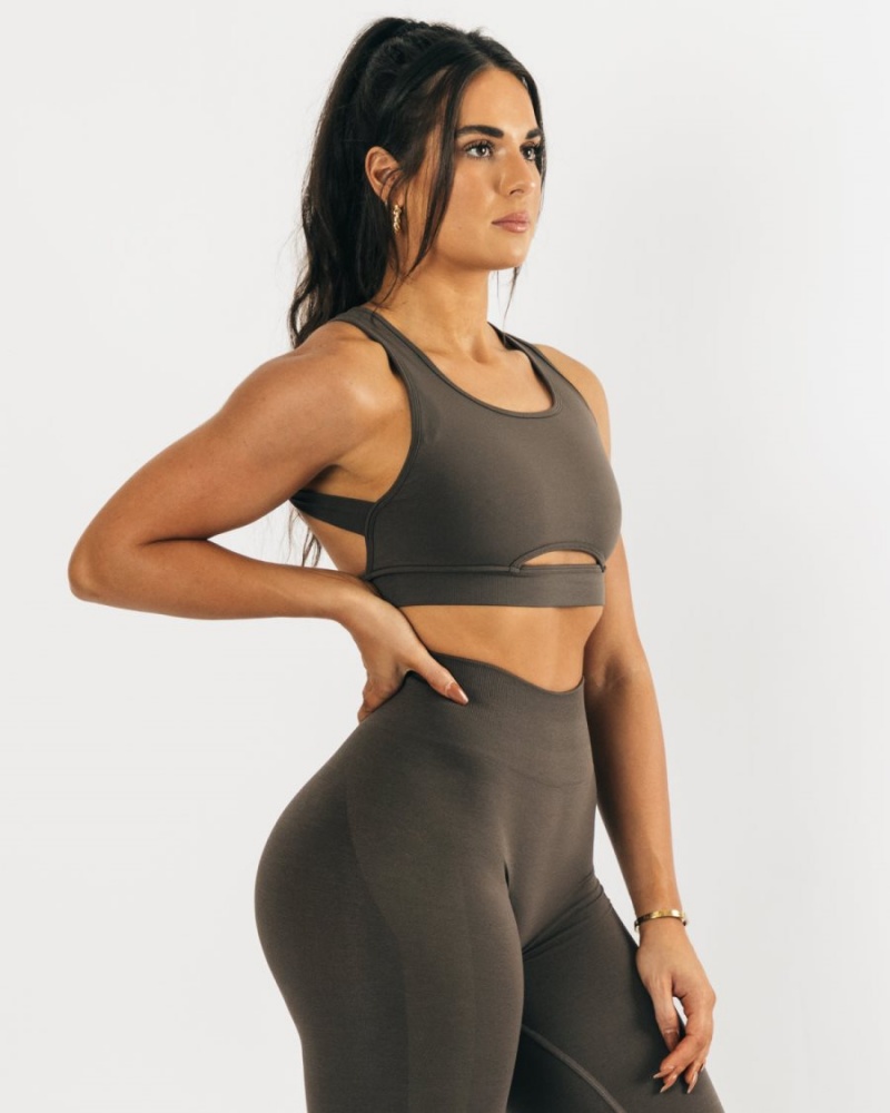 Alphalete Trinity Bra Sports BH Dame Mocha | GUIFTR-204