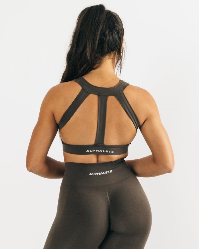 Alphalete Trinity Bra Sports BH Dame Mocha | GUIFTR-204