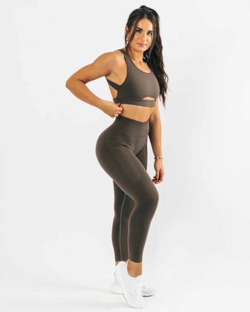 Alphalete Trinity Bra Sports BH Dame Mocha | GUIFTR-204