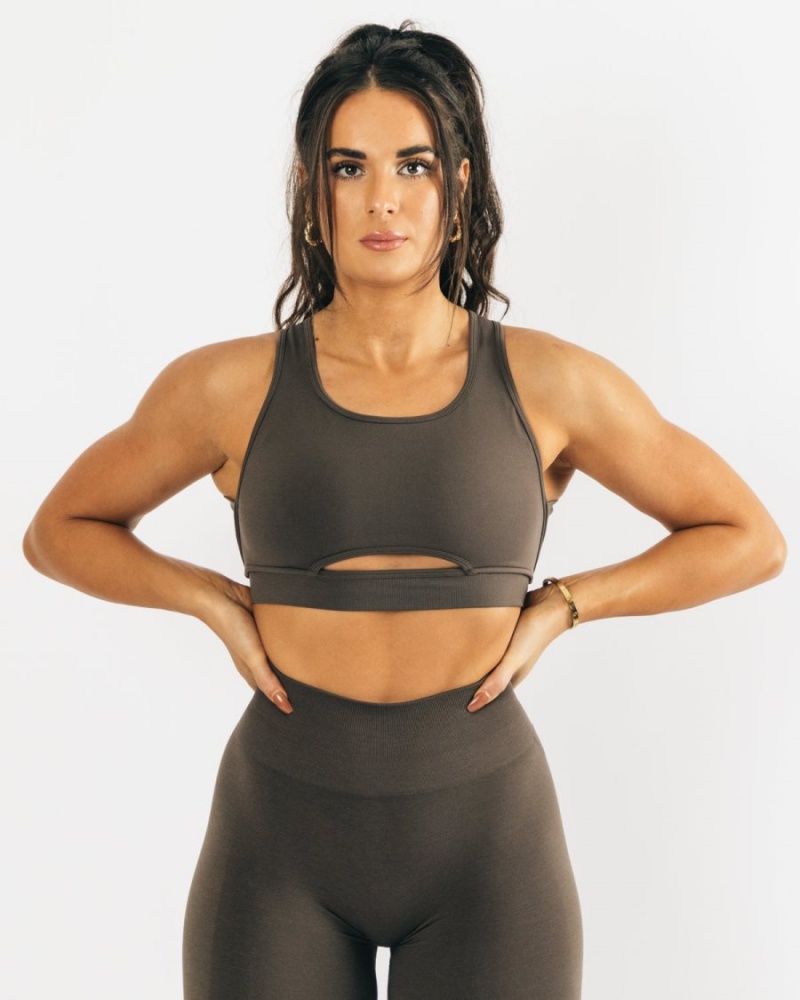 Alphalete Trinity Bra Sports BH Dame Mocha | GUIFTR-204