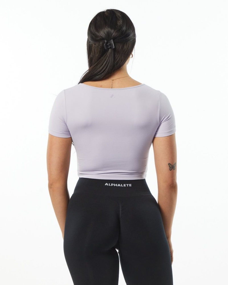 Alphalete Ultrasoft Pinnacle Tee Skjorte Dame Lilac | EYMWGJ-264