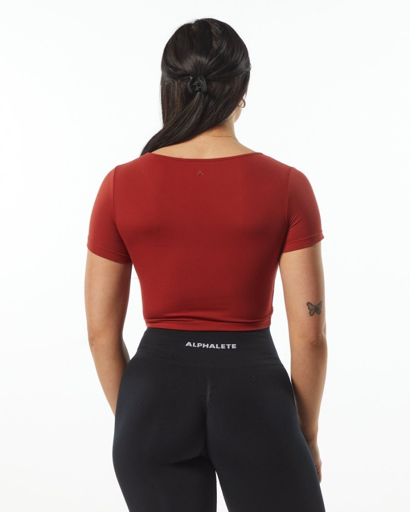 Alphalete Ultrasoft Pinnacle Tee Skjorte Dame Cherry | LFGEOB-036