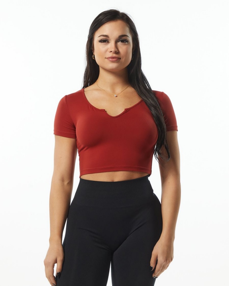 Alphalete Ultrasoft Pinnacle Tee Skjorte Dame Cherry | LFGEOB-036