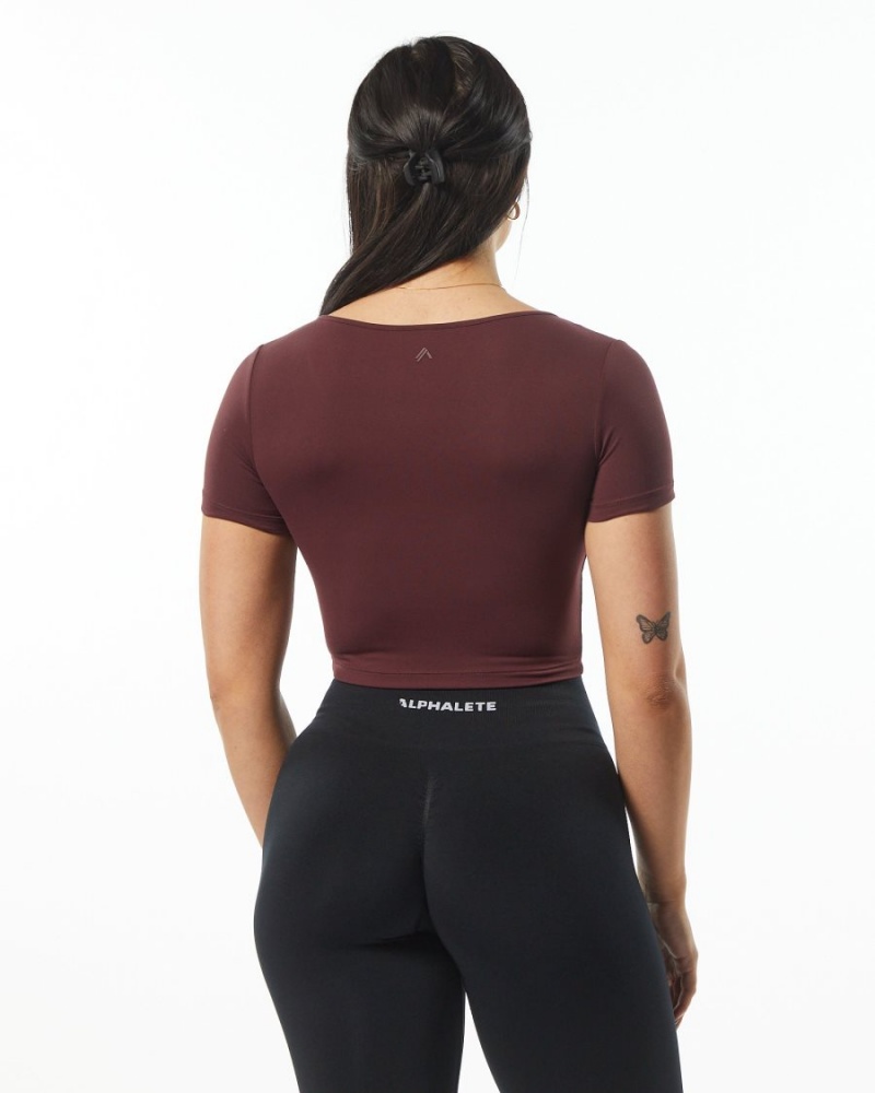 Alphalete Ultrasoft Pinnacle Tee Skjorte Dame Wine | VLRDPE-032