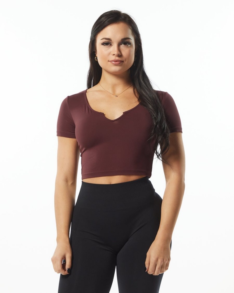 Alphalete Ultrasoft Pinnacle Tee Skjorte Dame Wine | VLRDPE-032