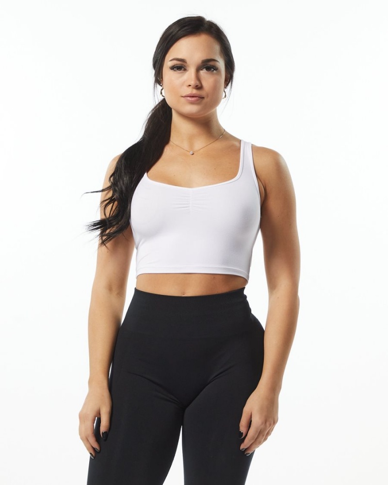 Alphalete Ultrasoft Square Neck Tank Tank Top Dame Hvite | HPVWLY-529