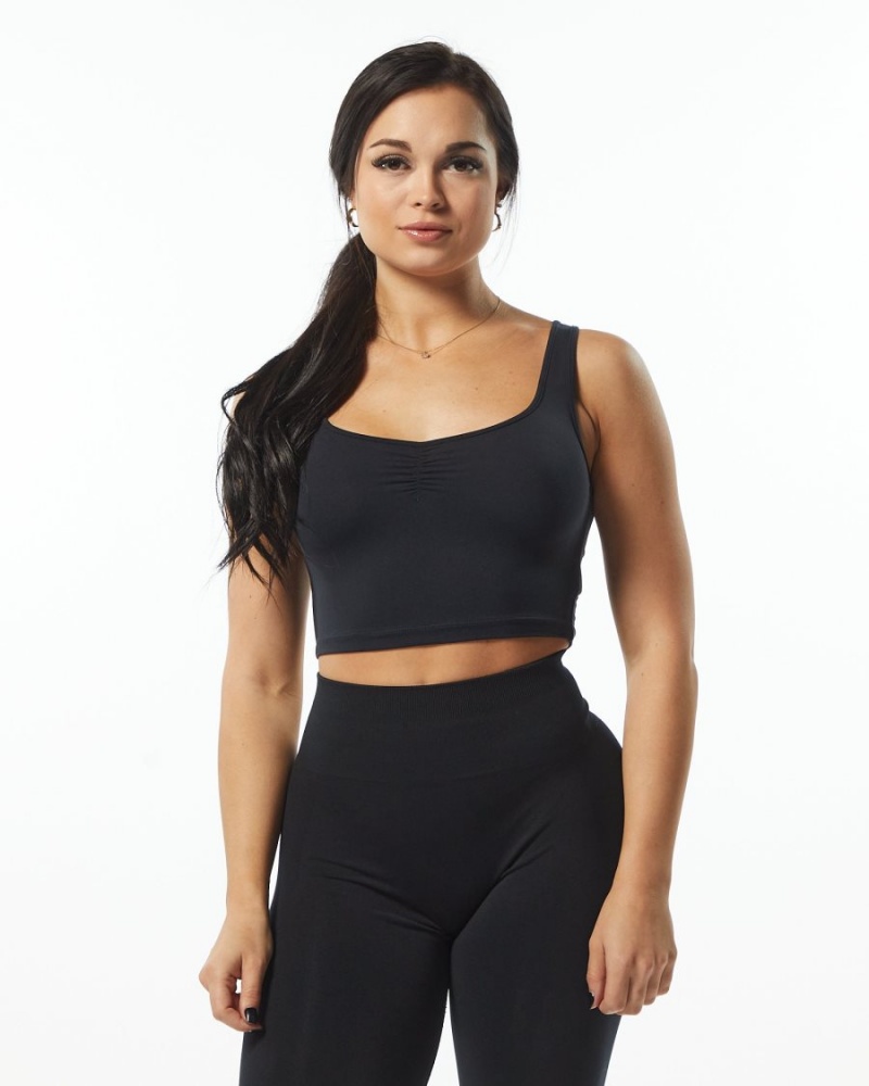 Alphalete Ultrasoft Square Neck Tank Tank Top Dame Svarte | TVWAGL-710