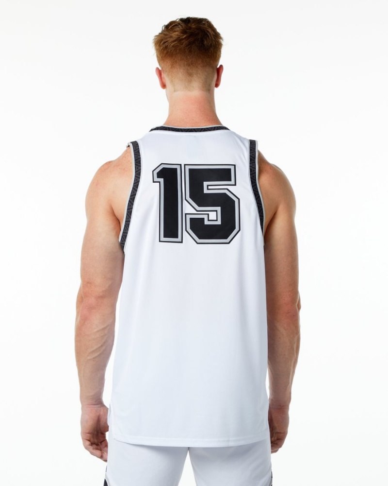 Alphalete Varsity Basketball Jersey Stringers Herre Hvite | FSWERD-023