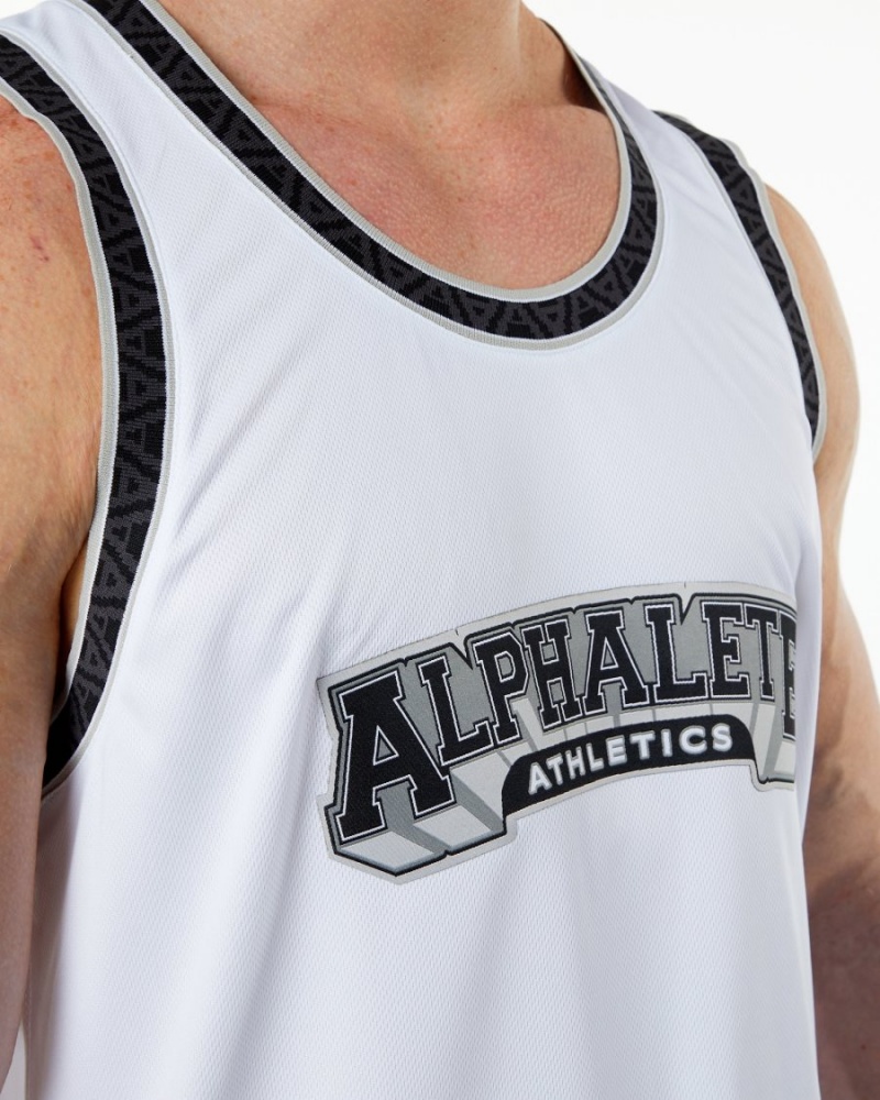 Alphalete Varsity Basketball Jersey Stringers Herre Hvite | FSWERD-023