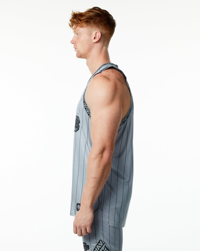 Alphalete Varsity Basketball Jersey Stringers Herre Grå | QJKVMS-763