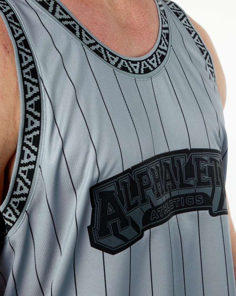 Alphalete Varsity Basketball Jersey Stringers Herre Grå | QJKVMS-763