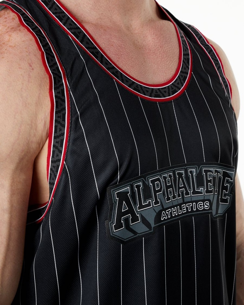 Alphalete Varsity Basketball Jersey Stringers Herre Svarte | HJDGWI-521