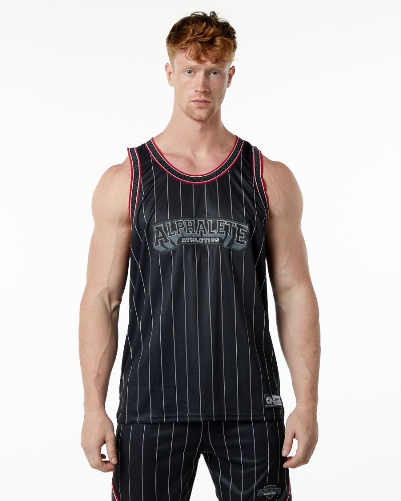 Alphalete Varsity Basketball Jersey Stringers Herre Svarte | HJDGWI-521