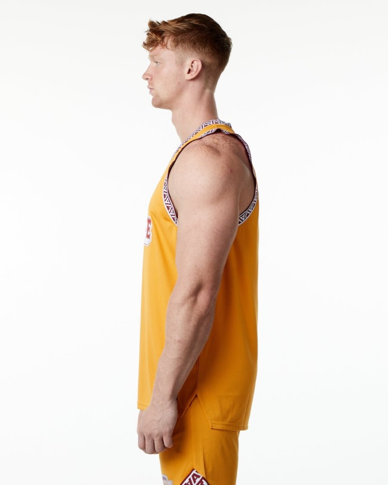 Alphalete Varsity Basketball Jersey Stringers Herre Marigold | NDMKPE-380