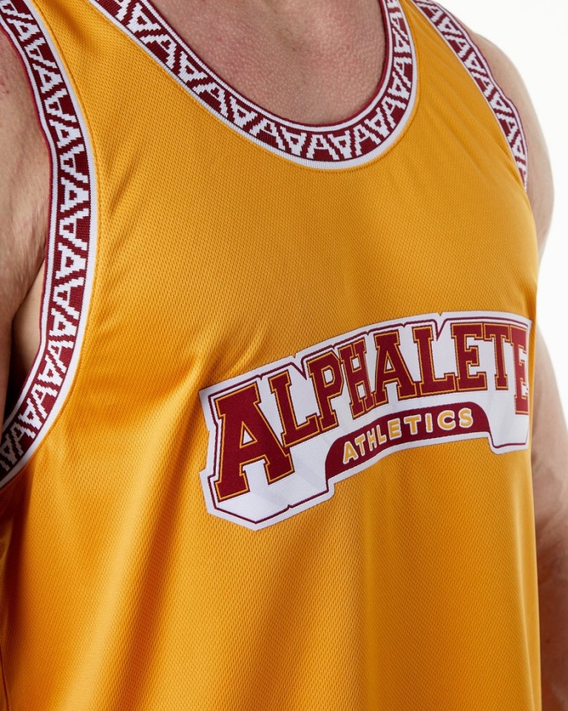 Alphalete Varsity Basketball Jersey Stringers Herre Marigold | NDMKPE-380