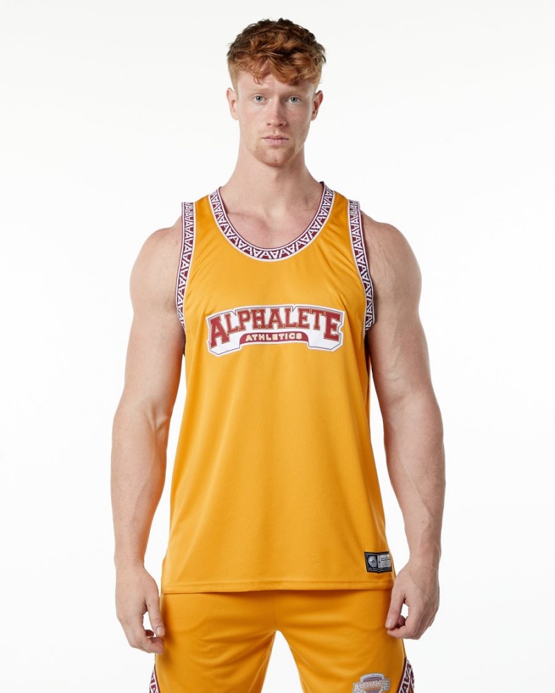 Alphalete Varsity Basketball Jersey Stringers Herre Marigold | NDMKPE-380