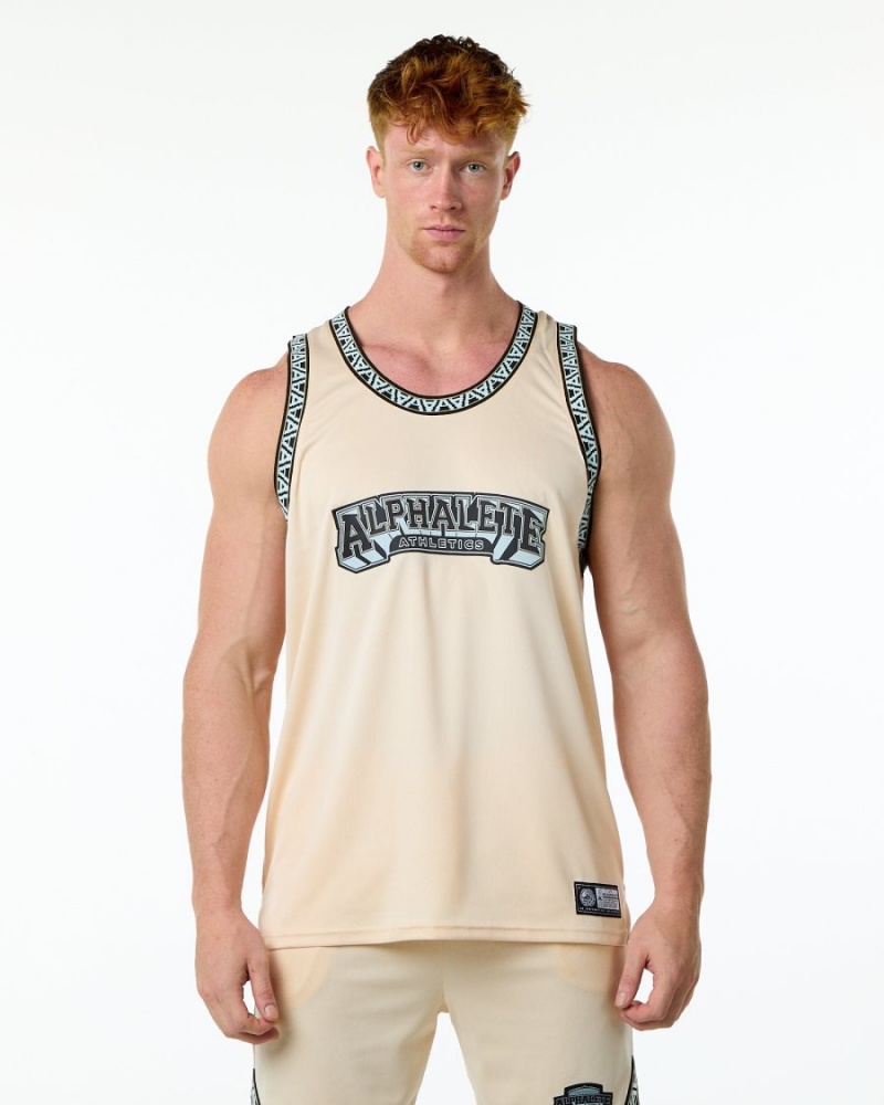 Alphalete Varsity Basketball Jersey Stringers Herre Tan | NUCHDX-470