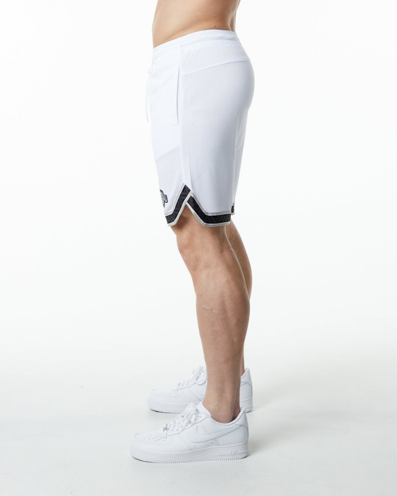 Alphalete Varsity Basketball Kort 9" Shorts Herre Hvite | VEKYPM-703