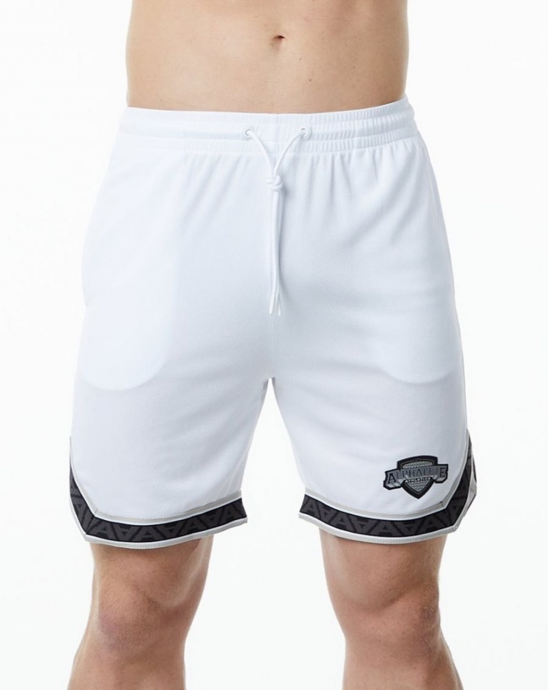 Alphalete Varsity Basketball Kort 9" Shorts Herre Hvite | VEKYPM-703