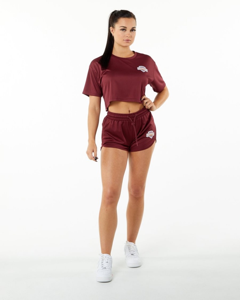 Alphalete Varsity Crop Skjorte Dame Crimson | LACSTO-710