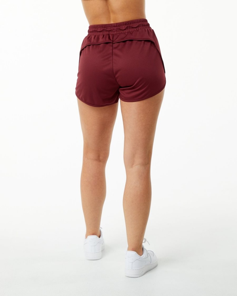 Alphalete Varsity Kort 3.25" Shorts Dame Crimson | KGZMBD-784